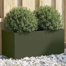 Jardinière vert olive 62x30x29 cm acier laminé à froid