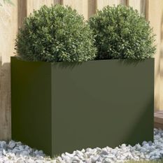 Jardinière vert olive 62x47x46 cm acier laminé à froid