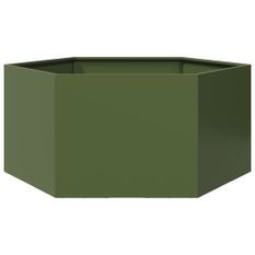 Jardinière vert olive hexagone 104x90x45 cm acier