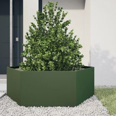 Jardinière vert olive hexagone 138x120x45 cm acier