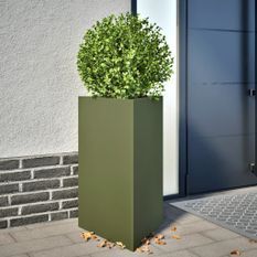 Jardinière vert olive triangulaire 50x43x75 cm acier