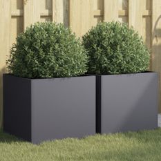 Jardinières 2 pcs anthracite 42x40x39 cm acier laminé à froid