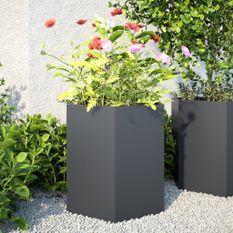 Jardinières 2 pcs anthracite hexagone 46x40x45 cm acier