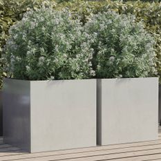 Jardinières 2 pcs argenté 49x47x46 cm acier inoxydable