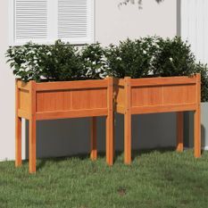 Jardinières 2 pcs avec pieds marron bois de pin massif