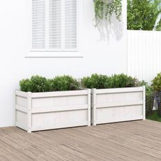 Jardinières 2 pcs blanc bois de pin massif