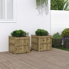 Jardinières 2 pcs bois de pin imprégné