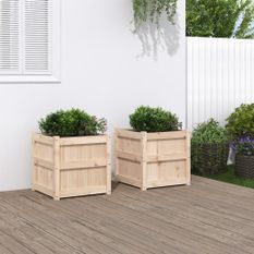 Jardinières 2 pcs bois de pin massif