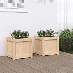 Jardinières 2 pcs bois de pin massif