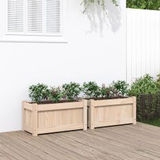 Jardinières 2 pcs bois de pin massif