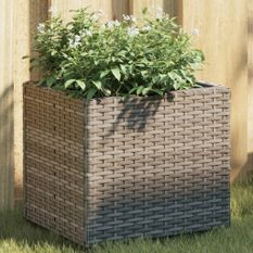 Jardinières 2 pcs gris 36x30x32 cm résine tressée