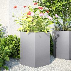 Jardinières 2 pcs hexagone 46x40x45 cm acier galvanisé