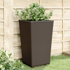 Jardinières 2 pcs marron 32,5x32,5x57 cm polypropylène