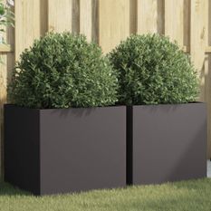 Jardinières 2 pcs noir 49x47x46 cm acier laminé à froid