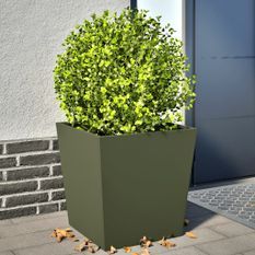 Jardinières 2 pcs vert olive 50x50x50 cm acier