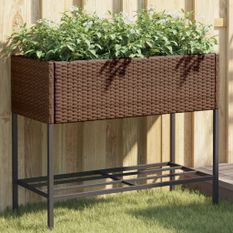 Jardinières avec étagère 2 pcs brun 90x40x75 cm résine tressée