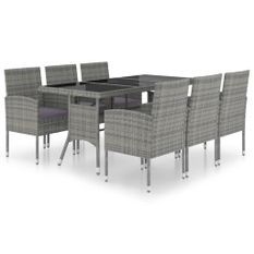 Jeu à dîner de jardin 7 pcs Résine tressée Anthracite et gris