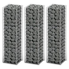 Jeu de panier de gabion 3 pcs Fil galvanisé 25 x 25 x 100 cm