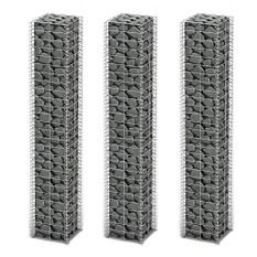 Jeu de panier de gabion 3 pcs Fil galvanisé 25 x 25 x 150 cm