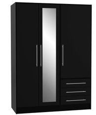 Armoire de chambre style contemporain en bois aggloméré noir - L 144,6 cm