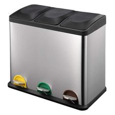 KITCHEN MOVE Poubelle tri sélectif a pédale Zoe 45 L - En acier inoxydable