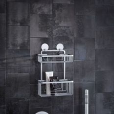 Kleine Wolke Support pour douche double rectangulaire Rocco Aluminium