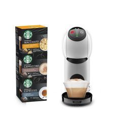 KRUPS YY4738FD Genio S Machine a café expresso Nescafé Dolce Gusto + 3 boites de 12 capsules Starbucks, Fonction XL intuitive, Blanc