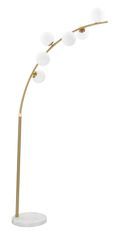 Lampadaire 6 lumières design arqué métal doré et verre blanc GLAMY ARC
