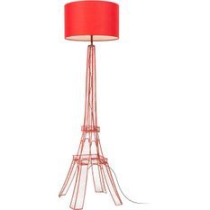 Lampadaire tissu et pied métal rouge Eiffel Torre