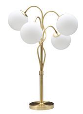 Lampe de table 4 lumières design dorée sphères verre opaque GLAMOUR