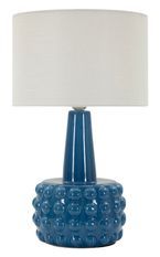 Lampe de table bleue design céramique reliefs sphériques GRESS