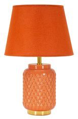 Lampe de table carrée orange design losanges relief moderne