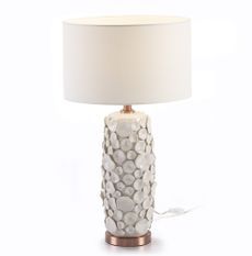 Lampe de table céramique blanc et métal cuivré Ravel D 17 cm