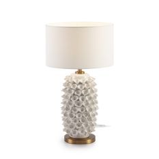 Lampe de table céramique blanc et métal doré Ravel