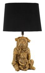Lampe de table chien doré abat-jour noir SAMY