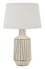 Lampe de table design céramique blanche et décor doré TANGERI