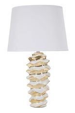 Lampe de table design céramique effet ruche blanc et doré GLAM SPACE