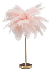 Lampe de table design dorée à plumes roses 2 lumières PALM