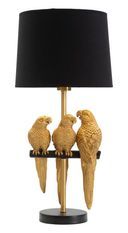 Lampe de table design dorée et abat-jour noir élégant PERROQUETS