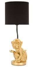 Lampe de table design originale dorée avec abat-jour noir SINGE Assis