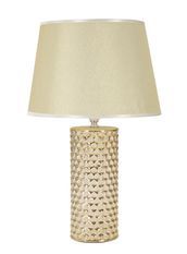 Lampe de table dorée design en céramique dorée et abat-jour blanc GLAM