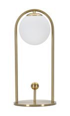 Lampe de table dorée globe verre blanc ARC
