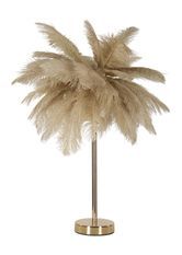 Lampe de table en métal doré et plumes blanches élégante PALM