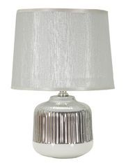 Lampe de table Lucina blanc argent design géométrique élégant