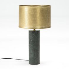 Lampe de table métal doré et pied marbre vert Koétie