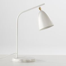 Lampe de table métal et socle marbre blanc Xéna H 54