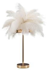 Lampe de table plume blanche dorée PALM