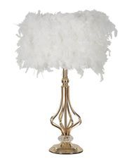 Lampe de table plume blanche dorée TARTY CHIC