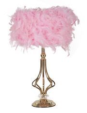 Lampe de table plume rose dorée TARTY CHIC