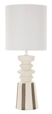 Lampe de table sculpturale design blanc et doré à motifs gravés TAL